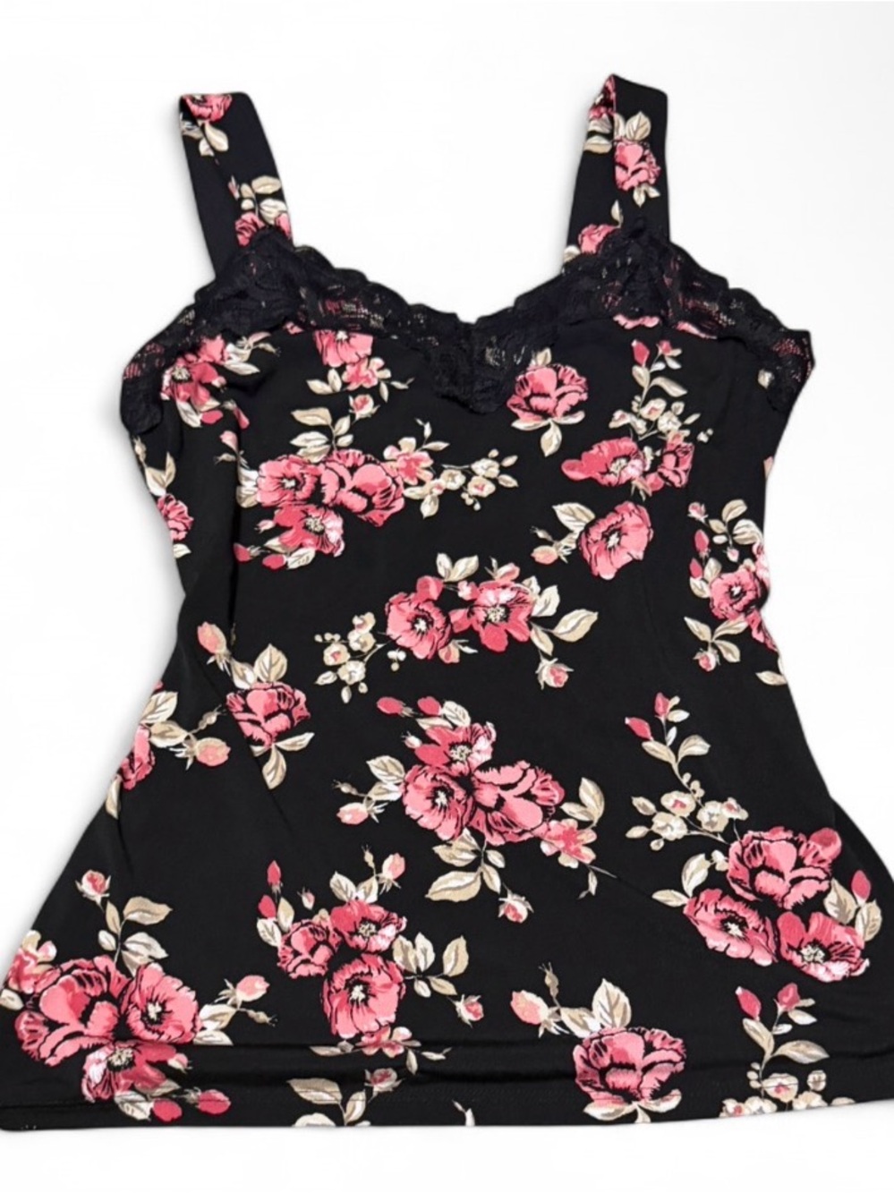White House Black Market Floral Lace Trim Cami Tank Top